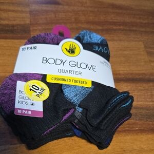 Body Glove Kids Socks10 Pair Small Size 4-6 Athletic No Show Ankle NWT